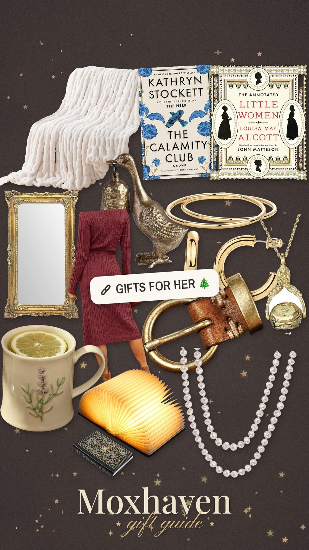 Moxhaven Christmas gift guide for her: a collage of gift ideas