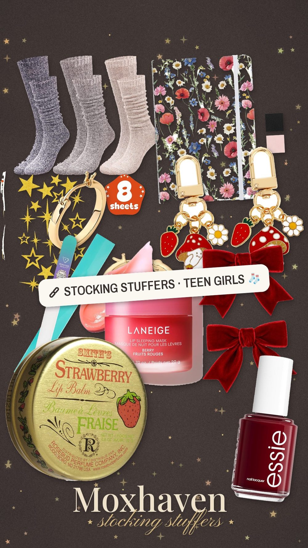 Moxhaven stocking stuffer ideas for teen girls: a collage of small gifts