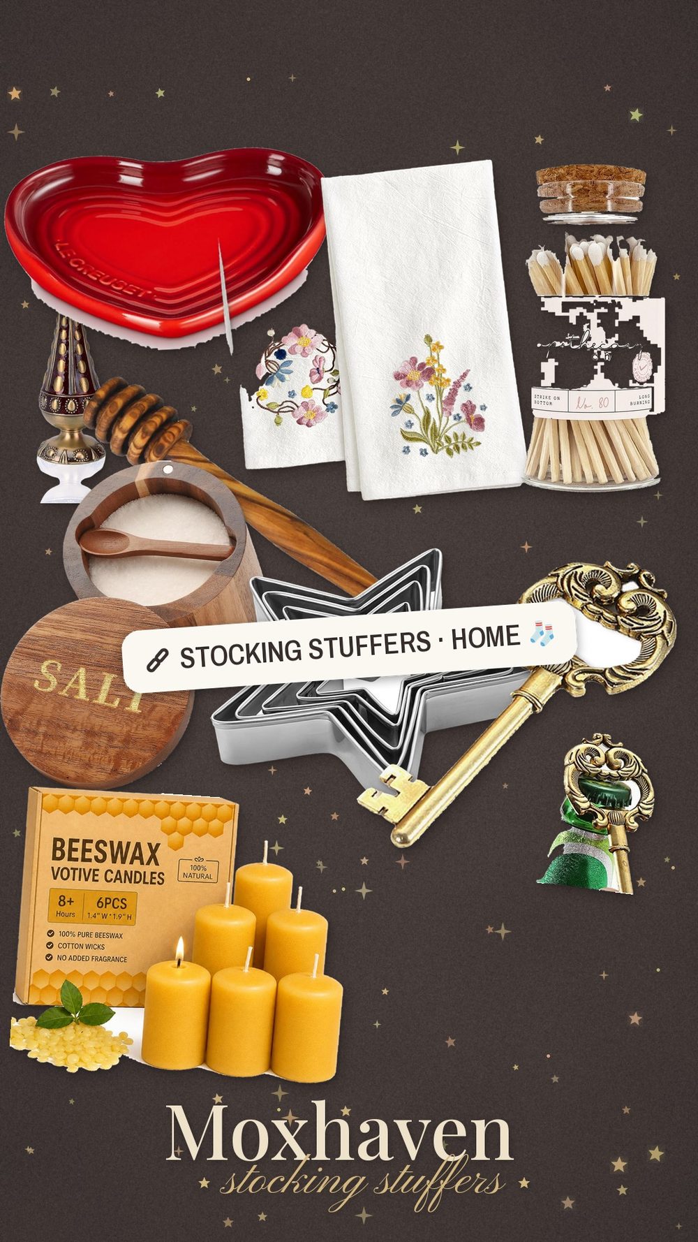 Moxhaven stocking stuffer ideas for the home: a collage of small gifts