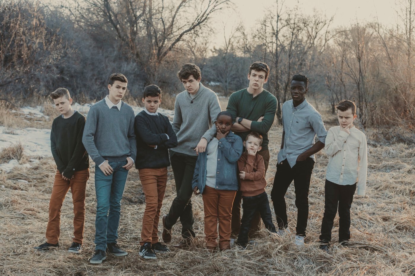 The boys doing their too-cool chin pose