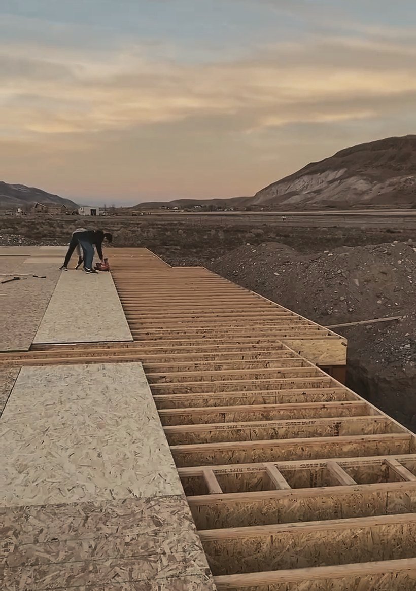 Floor joists at sunset